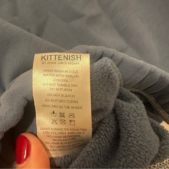 Kittenish Blue White 1/4 Zip Cropped Sweater Size XL Extra Large Women’s - Picture 10 of 11